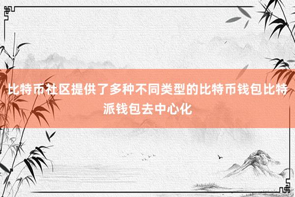 比特币社区提供了多种不同类型的比特币钱包比特派钱包去中心化