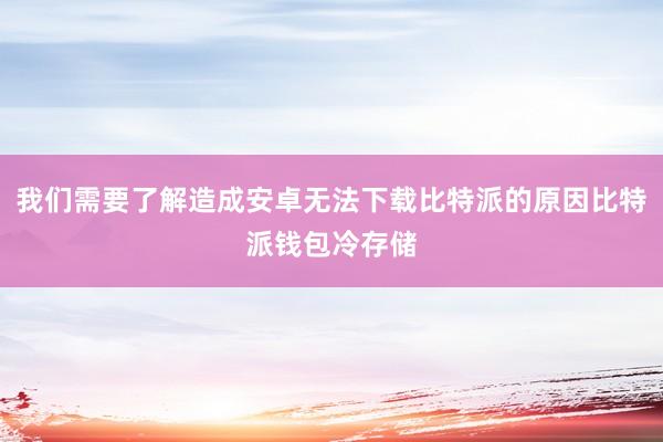 我们需要了解造成安卓无法下载比特派的原因比特派钱包冷存储