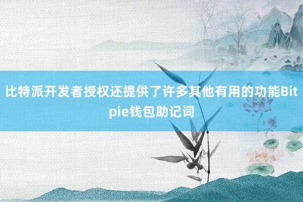 比特派开发者授权还提供了许多其他有用的功能Bitpie钱包助记词