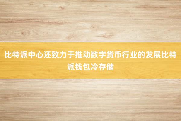 比特派中心还致力于推动数字货币行业的发展比特派钱包冷存储