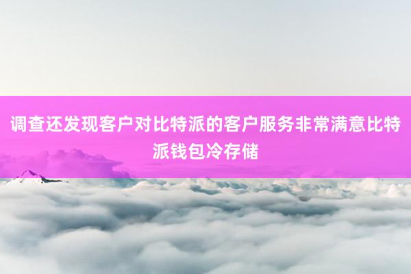 调查还发现客户对比特派的客户服务非常满意比特派钱包冷存储